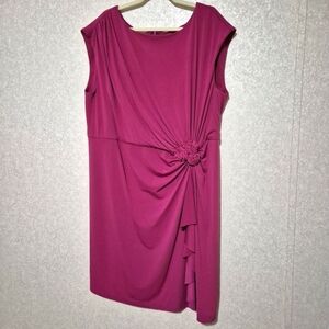 Midnight Velvet Pink Ruched Asymmetrical Mini Dress..SIZE:20W